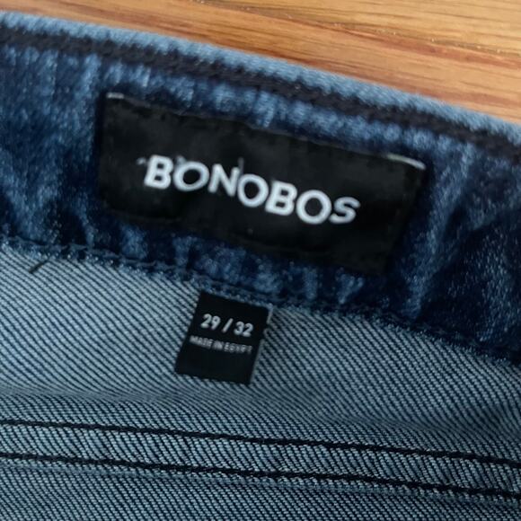 Bonobos Mens Jeans W29 L32 Blue Dark Wash Straight Leg Classic Denim Pants Basic - Picture 3 of 8
